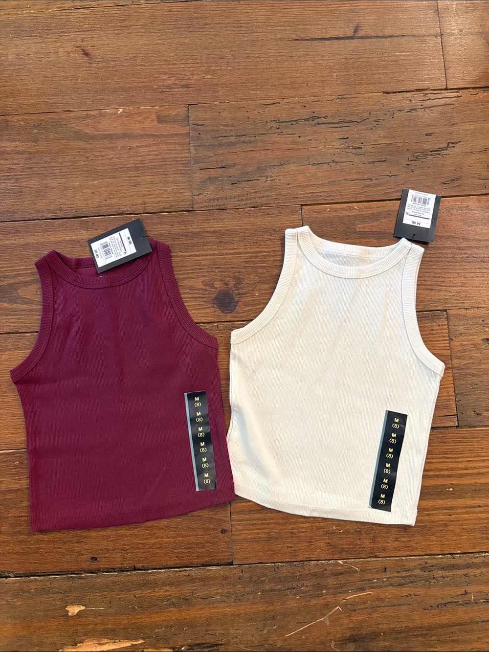 art class Burgundy and Cream Ribbed Tank Tops - Set of 2